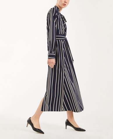  WEEKEND MAX MARA - Đầm midi tay dài họa tiết kẻ sọc thời trang 