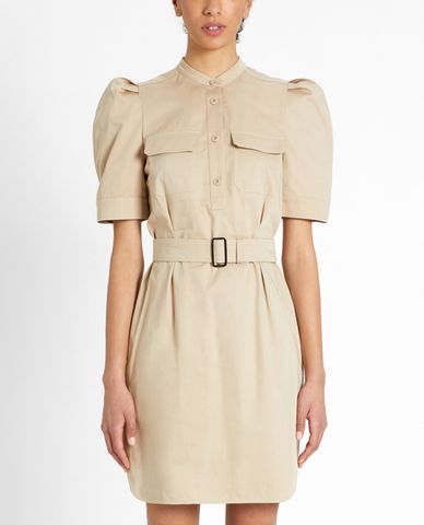  WEEKEND MAX MARA - Đầm mini tay ngắn cổ trụ Cotton Sateen 