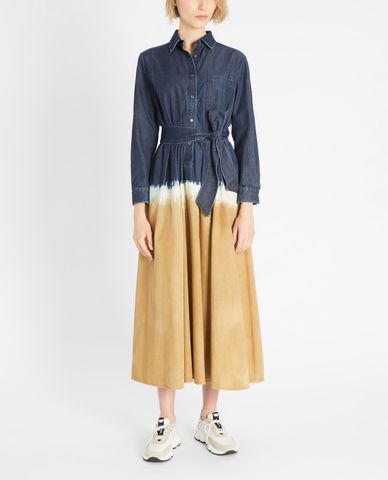  WEEKEND MAX MARA - Đầm midi cổ bẻ tay dài denim thời trang 