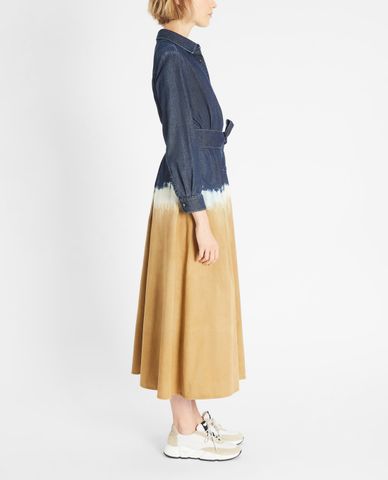  WEEKEND MAX MARA - Đầm midi cổ bẻ tay dài denim thời trang 