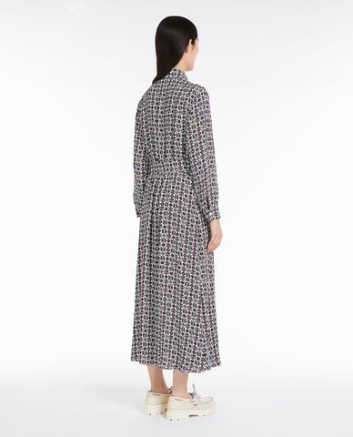  WEEKEND MAX MARA - Đầm sơ mi midi cổ bẻ tay dài phối thắt lưng và hoạ tiết Ennio 
