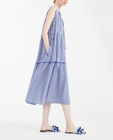  WEEKEND MAX MARA - Đầm midi sát nách cổ tròn Linen & Cotton Canvas 