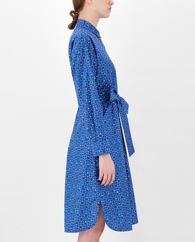  WEEKEND MAX MARA - Đầm midi cổ bẻ tay dài phối thắt lưng Cotton Poplin 