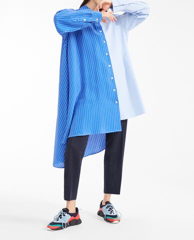  WEEKEND MAX MARA - Áo sơ mi nữ cổ bẻ tay dài phom suông phối màu thời trang 