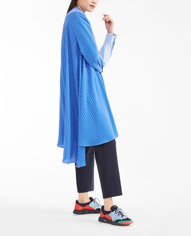  WEEKEND MAX MARA - Áo sơ mi nữ cổ bẻ tay dài phom suông phối màu thời trang 