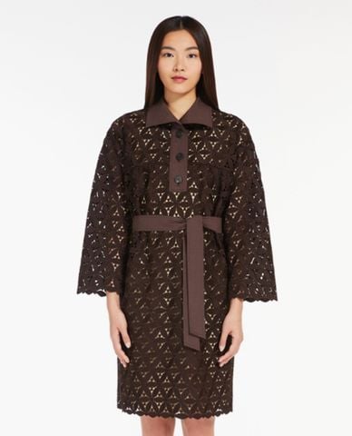  WEEKEND MAX MARA - Đầm mini cổ bẻ tay lỡ phối nút Macramé 