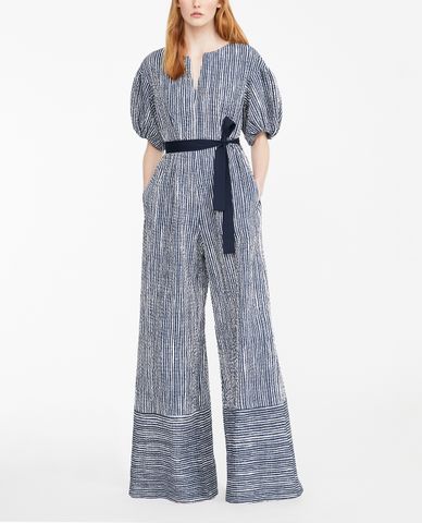  WEEKEND MAX MARA - Jumpsuits nữ cổ xẻ họa tiết kẻ sọc thời trang 