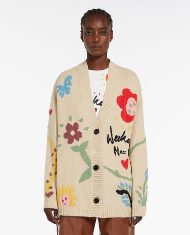  WEEKEND MAX MARA - Áo khoác cardigan cổ V tay dài phối hoạ tiết Estasi 