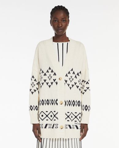  WEEKEND MAX MARA - Áo khoác cardigan dáng dài cổ V họa tiết jacquard Acacia 