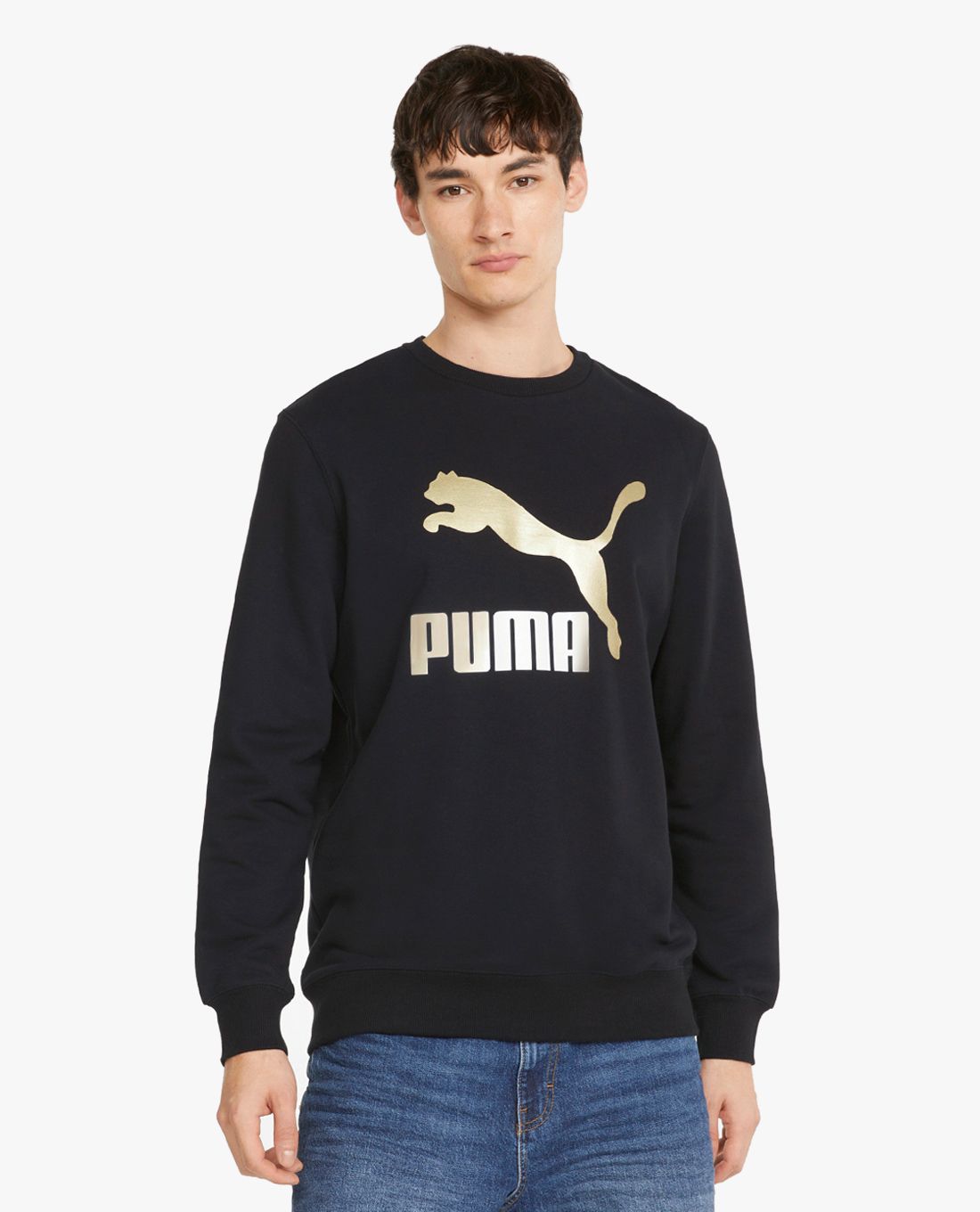 PUMA - Áo sweater nam cổ tròn Classics Metallic Logo