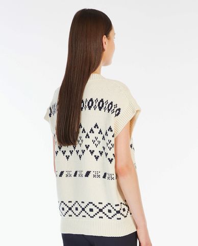  WEEKEND MAX MARA - Áo khoác gilet nữ dệt kim cổ V hoạ tiết jacquard Todi 