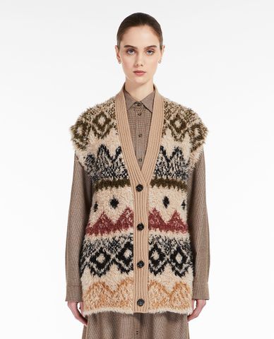  WEEKEND MAX MARA - Áo khoác gilet nữ dệt kim cổ V Giro 