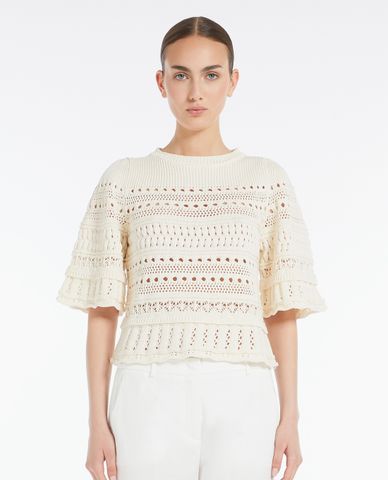  WEEKEND MAX MARA - Áo dệt kim nữ cổ tròn tay ngắn Asburg 