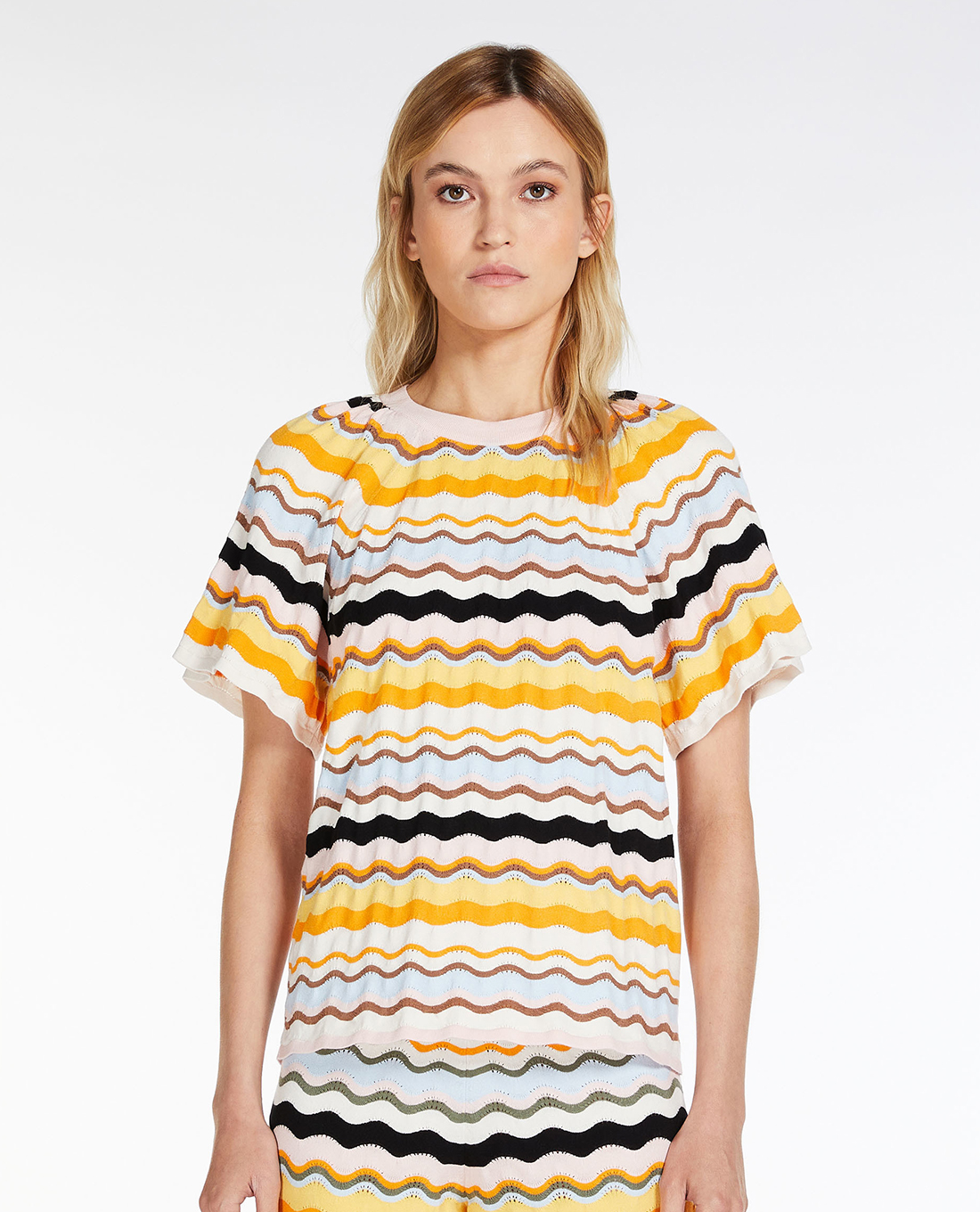 WEEKEND MAX MARA - Áo dệt kim nữ cổ tròn tay ngắn Manuele