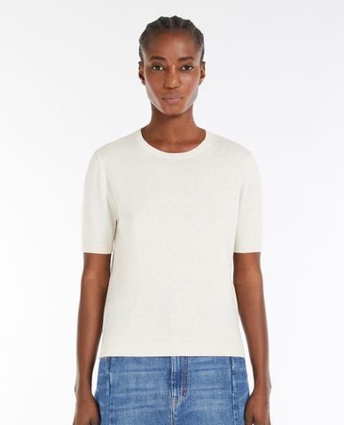  WEEKEND MAX MARA - Áo thun nữ cổ tròn tay ngắn Zibetto 
