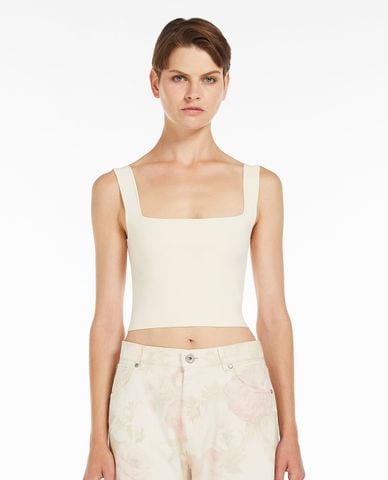  WEEKEND MAX MARA - Áo hai dây croptop cổ vuông phom ôm Tresa 