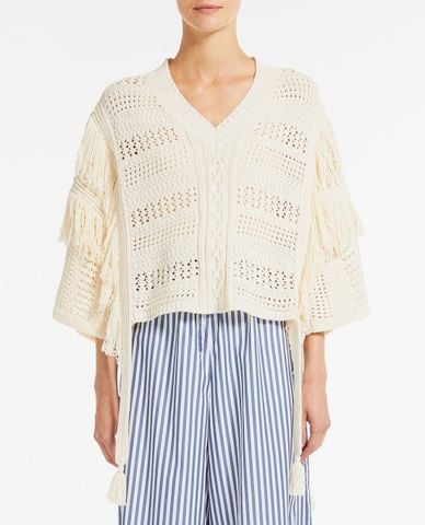  WEEKEND MAX MARA - Áo choàng poncho nữ cổ V tay lỡ phom suông Nigella 