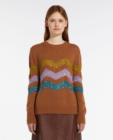  WEEKEND MAX MARA - Áo sweater cổ tròn tay dài phối kim tuyến Arnes 