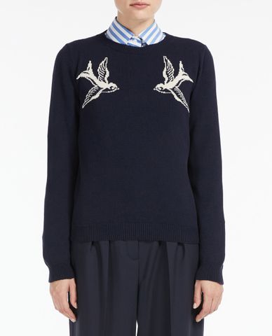  WEEKEND MAX MARA - Áo sweater nữ cổ tròn dài tay Cotton Blend Cordonnet 