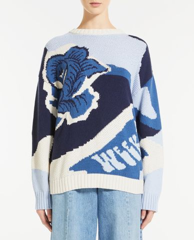  WEEKEND MAX MARA - Áo sweater nữ phom suông Cotton Blend Cordonnet 