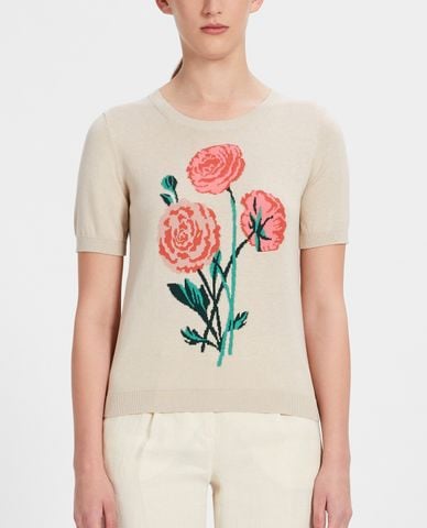  WEEKEND MAX MARA - Áo sweater nữ tay ngắn cổ tròn Padana Silk Cotton 