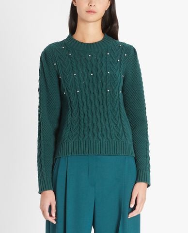  WEEKEND MAX MARA - Áo len nữ phom suông đính đá Cotton Cordonnet 