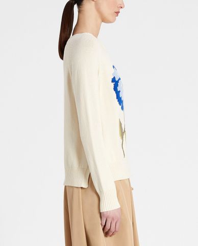  WEEKEND MAX MARA - Áo len nữ cổ tròn tay dài thêu hoa Cotton Yarn 