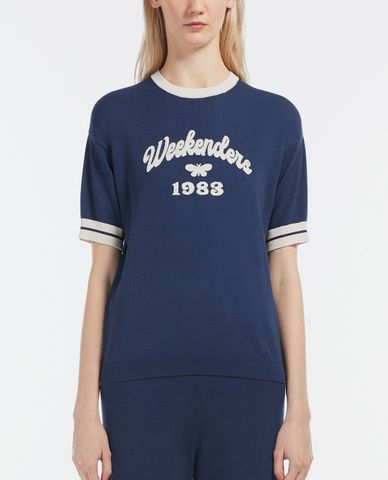  WEEKEND MAX MARA - Áo thun nữ dệt kim tay ngắn Gara 