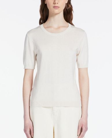  WEEKEND MAX MARA - Áo thun nữ dệt kim tay ngắn cổ tròn Salute 