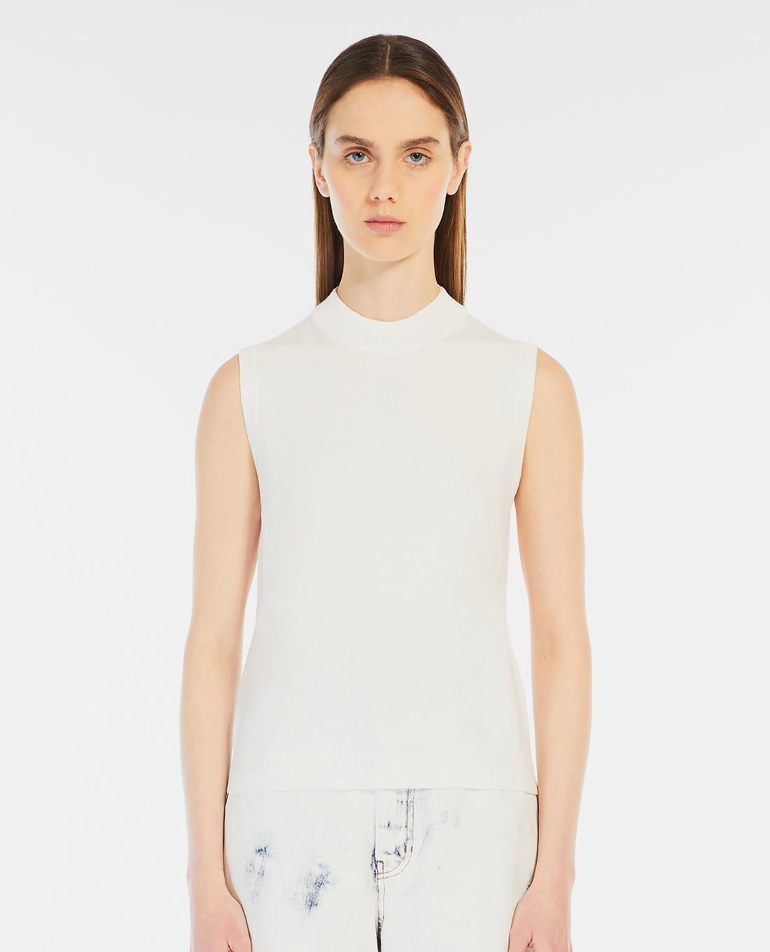 WEEKEND MAX MARA - Áo sát nách dệt kim cổ tròn phom ôm Nazione