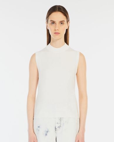  WEEKEND MAX MARA - Áo sát nách dệt kim cổ tròn phom ôm Nazione 