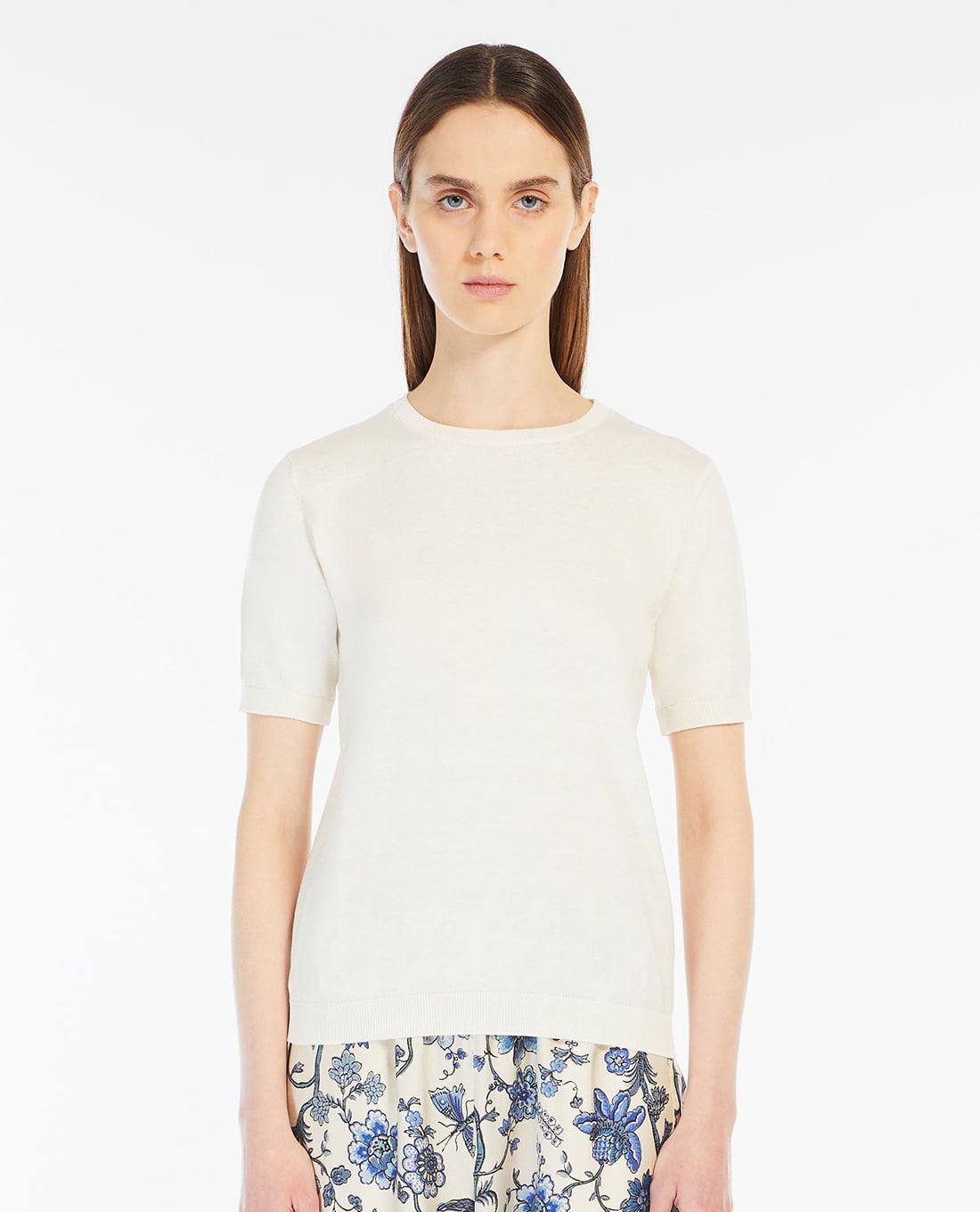 WEEKEND MAX MARA - Áo thun nữ phom ôm cổ tròn tay ngắn Agro