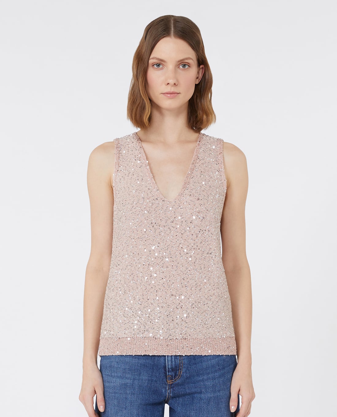 WEEKEND MAX MARA - Áo sát nách nữ cổ V đính sequin Acaici