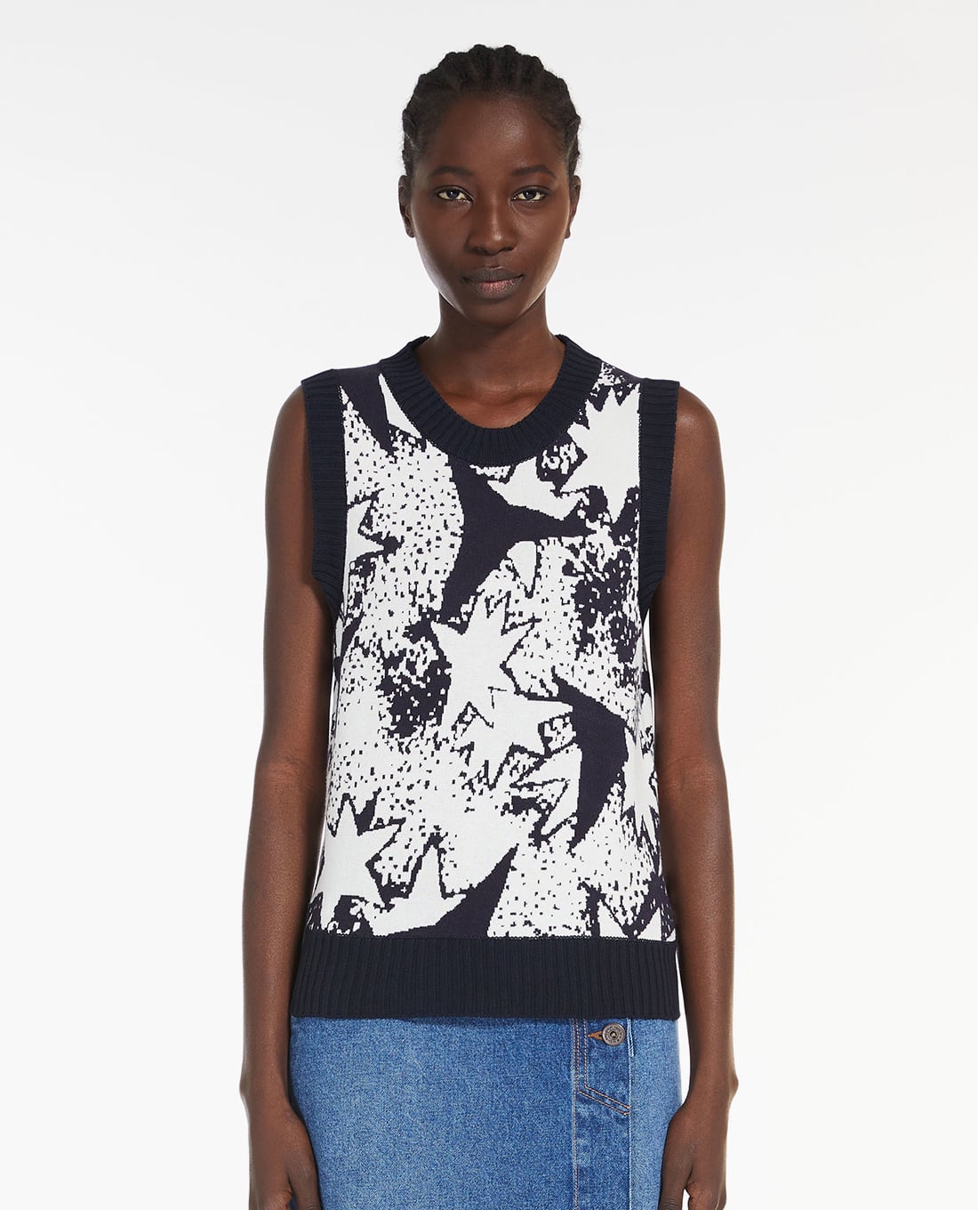 WEEKEND MAX MARA - Áo sát nách cổ tròn hoạ tiết ngôi sao Gastone