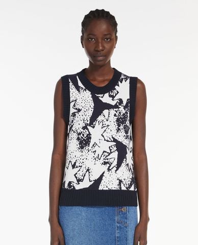  WEEKEND MAX MARA - Áo sát nách cổ tròn hoạ tiết ngôi sao Gastone 