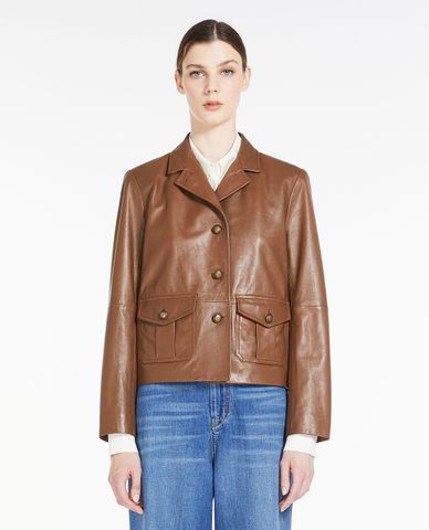  WEEKEND MAX MARA - Áo khoác da nữ cổ bẻ tay dài Adda 