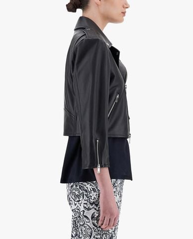  WEEKEND MAX MARA - Áo khoác da nữ cổ gập phối zip thời trang 