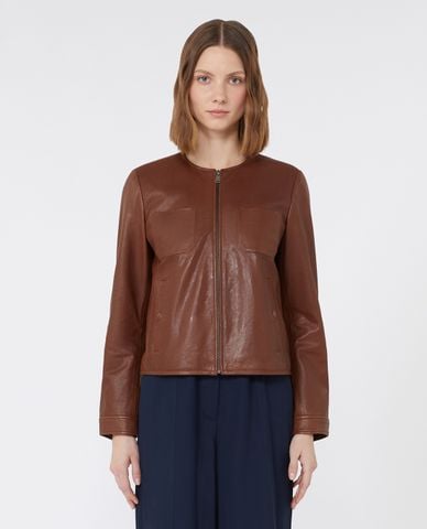  WEEKEND MAX MARA - Áo khoác da nữ tay dài phối túi Otto 