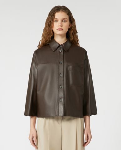  WEEKEND MAX MARA - Áo khoác da nữ cổ bẻ tay dài Stecca 