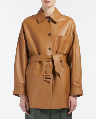  WEEKEND MAX MARA - Áo khoác da nữ cổ gập phối thắt lưng Scena 