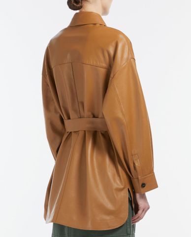  WEEKEND MAX MARA - Áo khoác da nữ cổ gập phối thắt lưng Scena 