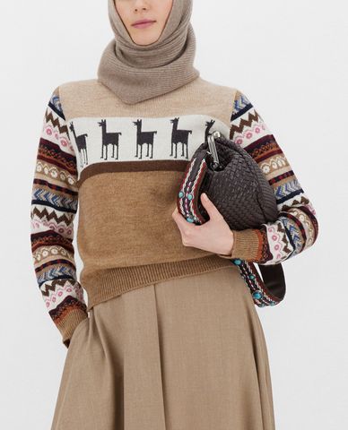  WEEKEND MAX MARA - Clutch nữ khóa tròn Woven Pasticcino 