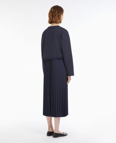  WEEKEND MAX MARA - Đầm xếp li midi cổ tròn tay dài Scatola 