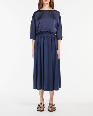  WEEKEND MAX MARA - Đầm xếp li midi cổ tròn tay ngắn Gel 