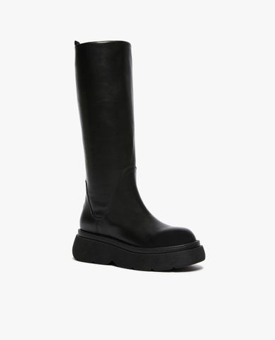  WEEKEND MAX MARA - Giày boots nữ đế thấp cổ cao mũi tròn Flou 