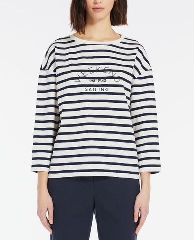  WEEKEND MAX MARA - Áo thun nữ cổ tròn tay dài kẻ sọc Vistola 