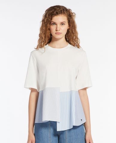  WEEKEND MAX MARA - Áo kiểu nữ cổ tròn tay ngắn Bird 