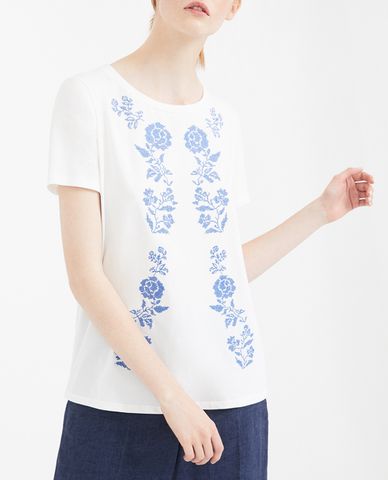  WEEKEND MAX MARA - Áo thun nữ tay ngắn in hoa thời trang 