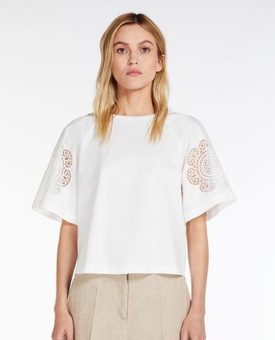  WEEKEND MAX MARA - Áo kiểu nữ cổ tròn tay ngắn Armeni 