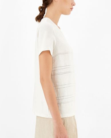  WEEKEND MAX MARA - Áo thun nữ ngắn tay cổ tròn Linen And Jersey 